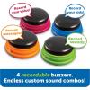 Learning Resources Recordable Answer Buzzers – Set of 4, Ages 3+ | Pre-K Personalized Sound Buzzers, Recordable Buttons, Game Show Buzzers, Perfect for Family Game and Trivia Nights