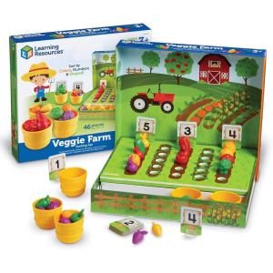 Learning Resources Veggie Farm Sorting Set – 46 Pieces, Ages 3+ Toddler Learning Toys, Preschool Toys for Color Sorting, Food Sorting Game(Sorting Set)
