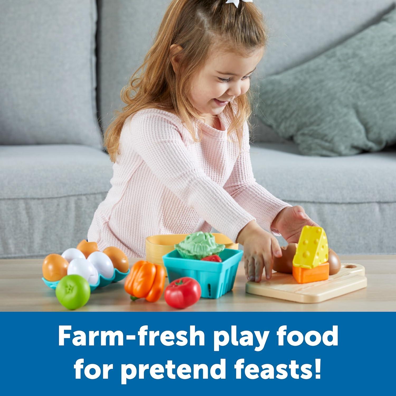 imageLearning Resources New Sprouts FarmtoTable Fresh Market Play Food for Kids Kitchens Grocery Store Pretend Play Play Kitchen Accessories Ages 18 Months27 Pieces