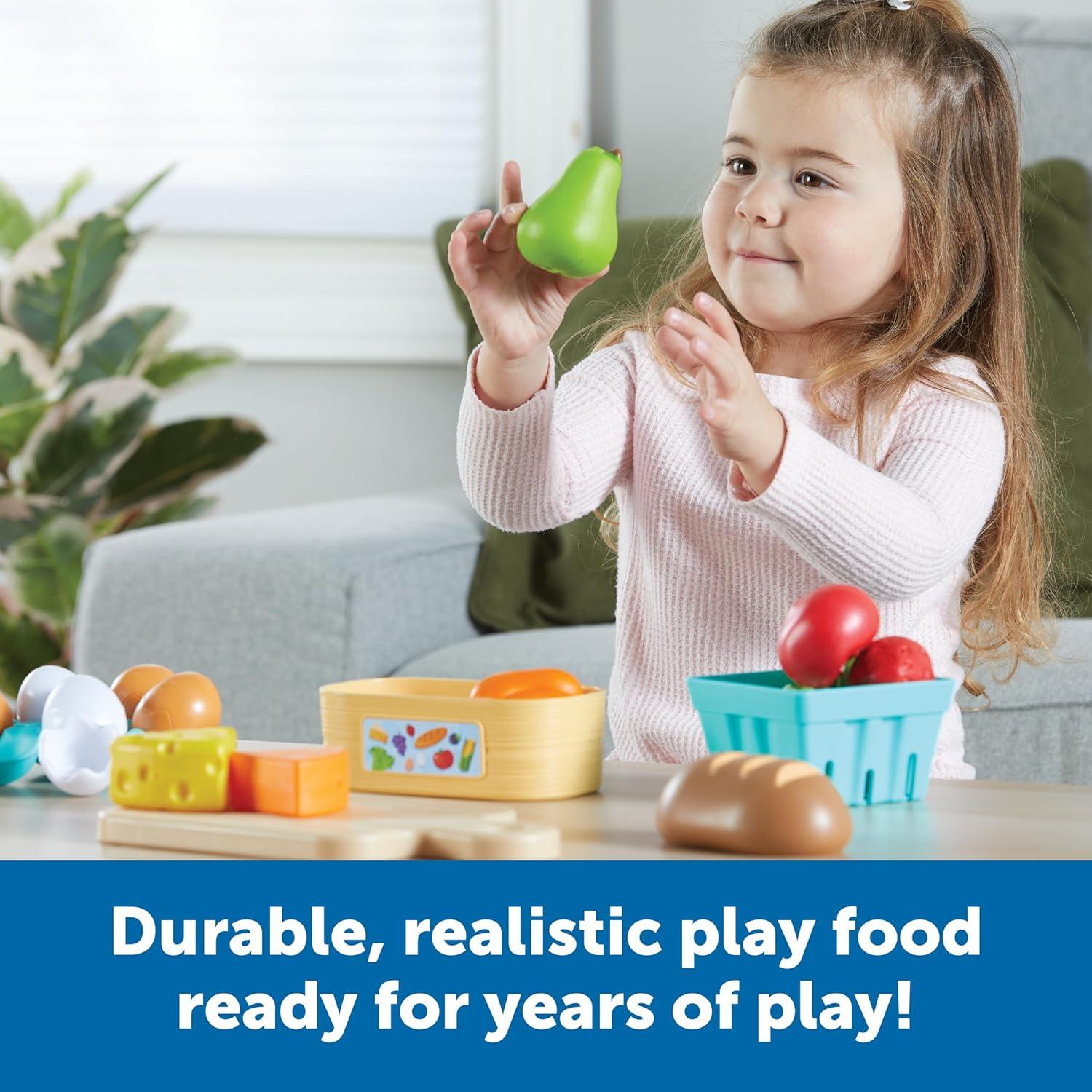 imageLearning Resources New Sprouts FarmtoTable Fresh Market Play Food for Kids Kitchens Grocery Store Pretend Play Play Kitchen Accessories Ages 18 Months27 Pieces