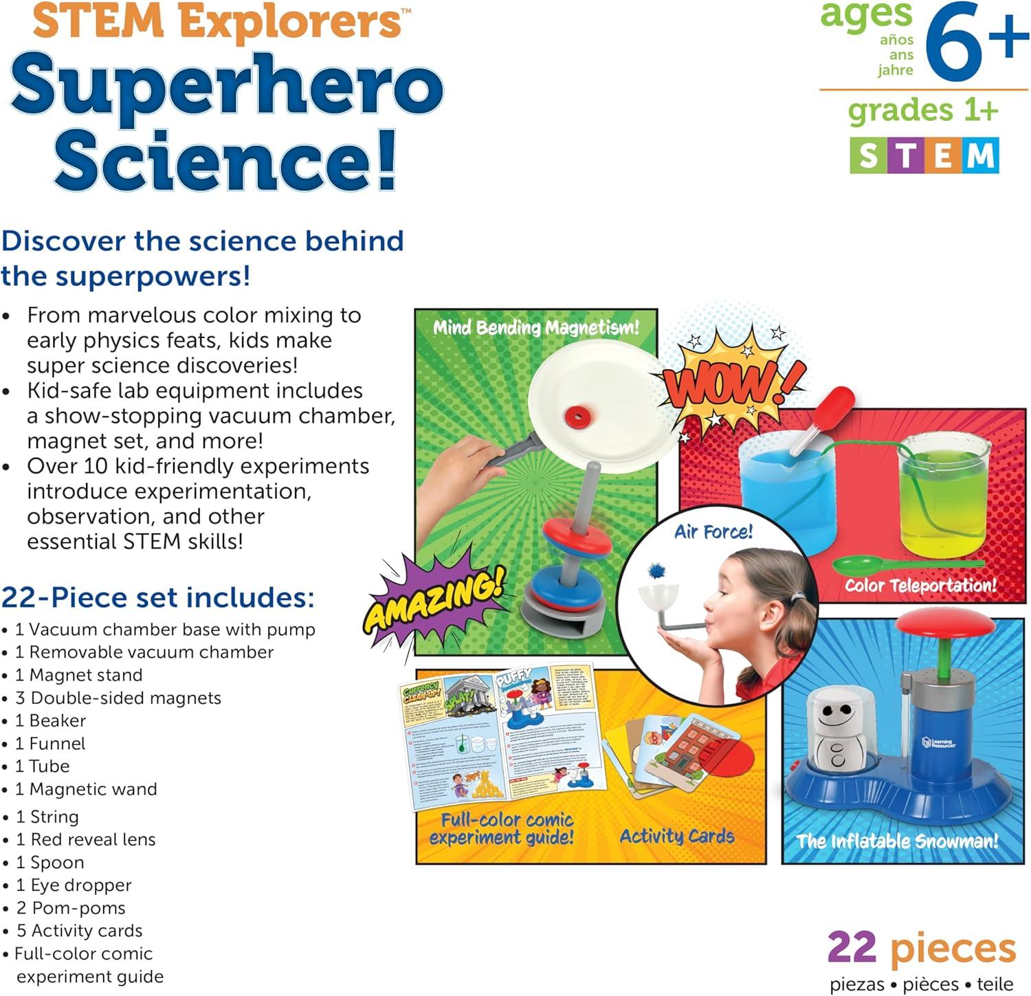 imageLearning Resources STEM Explorers Superhero Science Science Kit STEM Toys Science for Kids Ages 621 Pieces