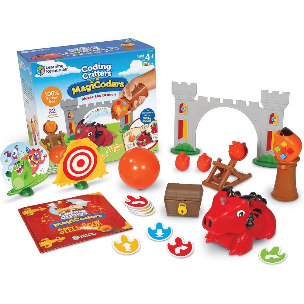 imageLearning Resources Coding Critters MagiCoders Blazer the Dragon ScreenFree Early Coding Toy For Kids Interactive STEM Coding Pet 22 Piece Set Ages 4
