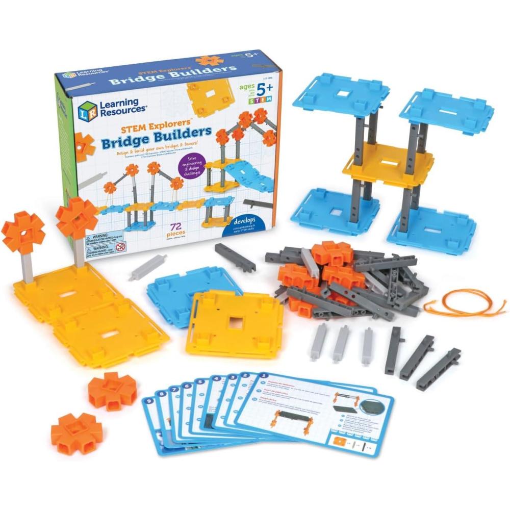 imageLearning Resources STEM Explorers Bridge Builders Ages 5 STEM Toys STEM Building Toys STEM Kits Kids STEM Projects Build It Yourself Toys72 Pieces
