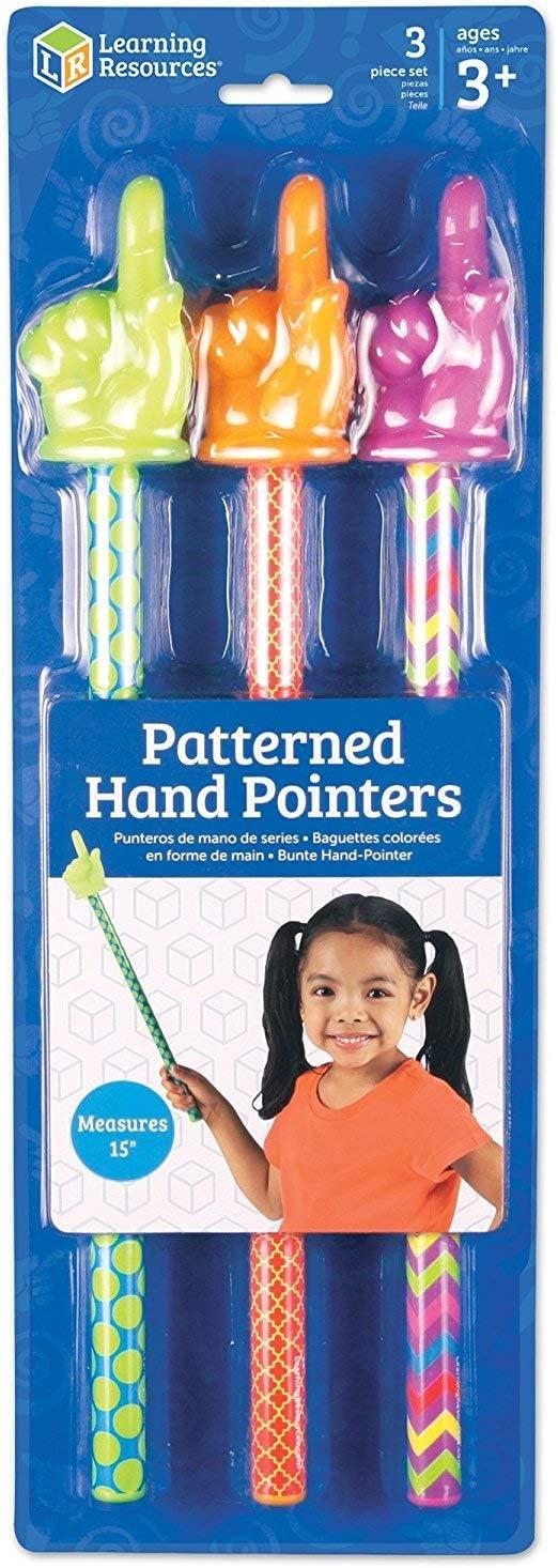 imageLearning Resources Patterned Hand Pointers  3 Pieces Ages 3 Classroom Pointer for Kids Reading Pointers for Kids Homeschool and Classroom Supplies