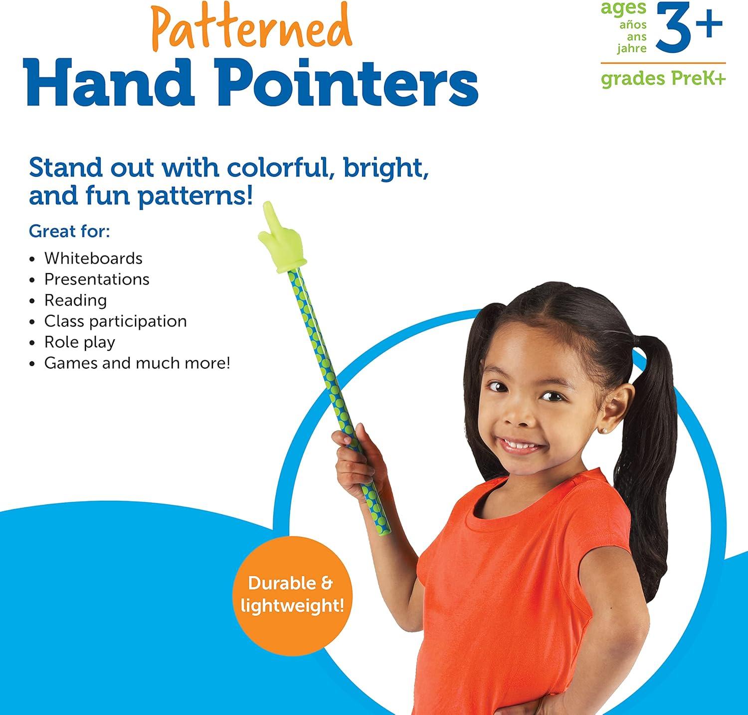 imageLearning Resources Patterned Hand Pointers  3 Pieces Ages 3 Classroom Pointer for Kids Reading Pointers for Kids Homeschool and Classroom Supplies