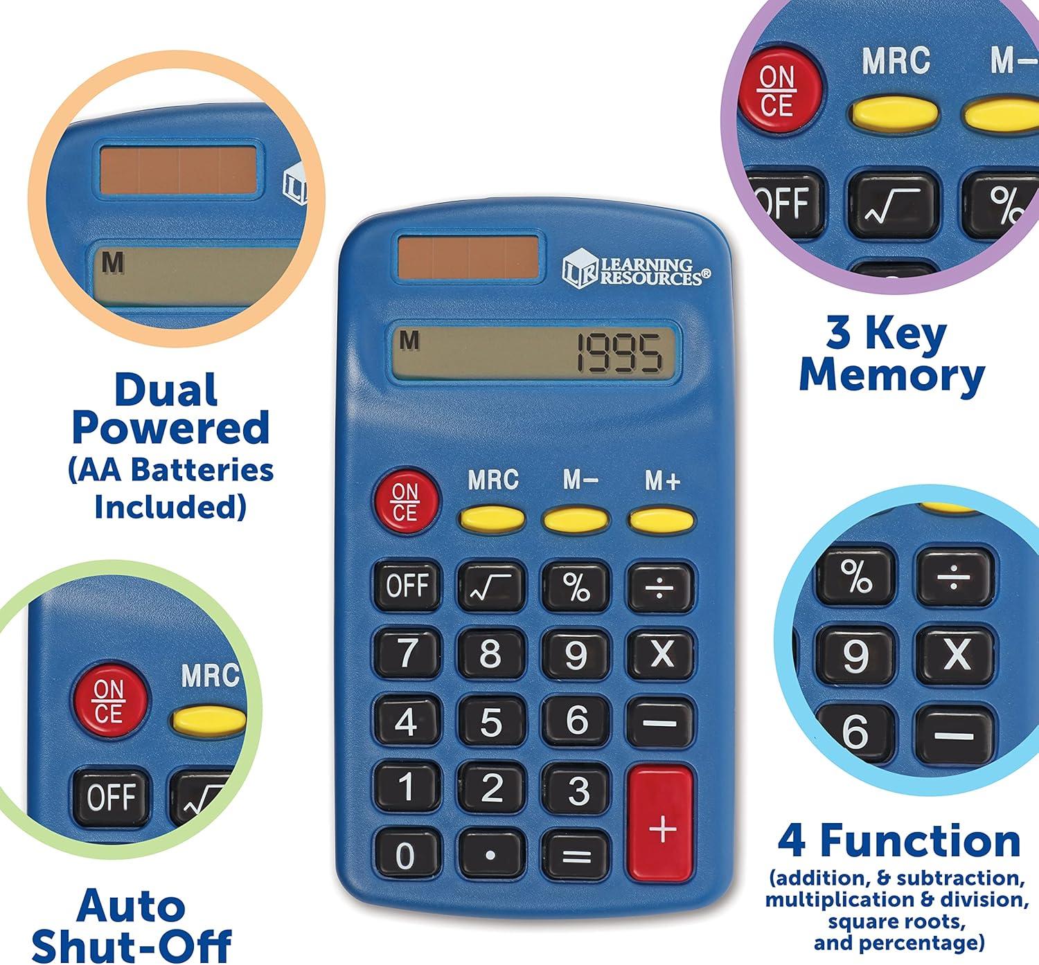 imageLearning Resources Primary Calculator  10 Pieces Ages 3 Basic Solar Powered Calculators Teacher Supplies Back to School Supplies
