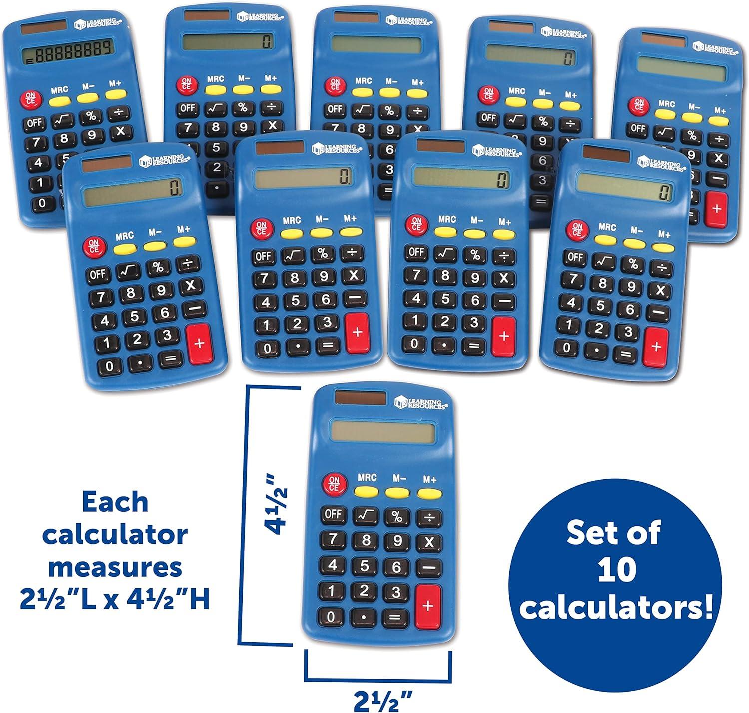 imageLearning Resources Primary Calculator  10 Pieces Ages 3 Basic Solar Powered Calculators Teacher Supplies Back to School Supplies