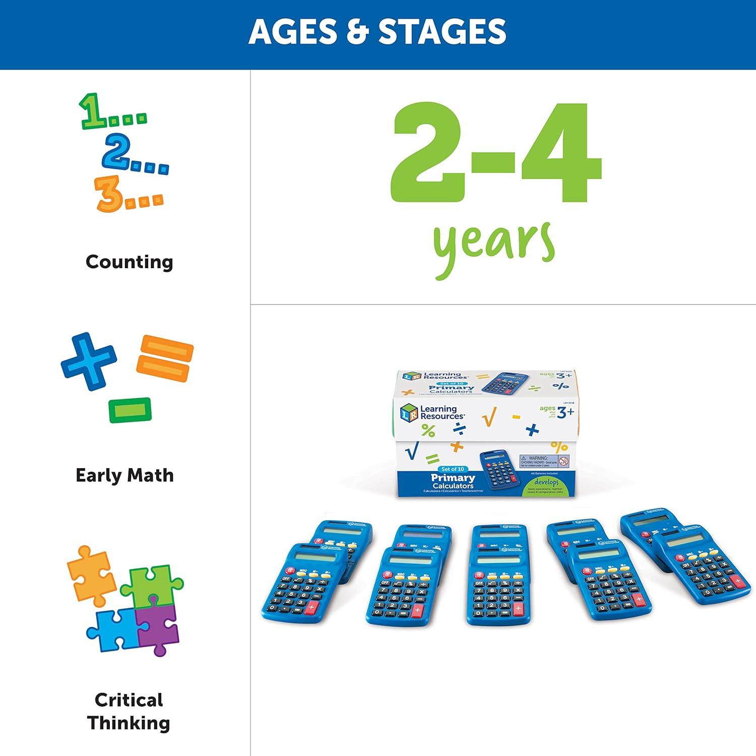 imageLearning Resources Primary Calculator  10 Pieces Ages 3 Basic Solar Powered Calculators Teacher Supplies Back to School Supplies