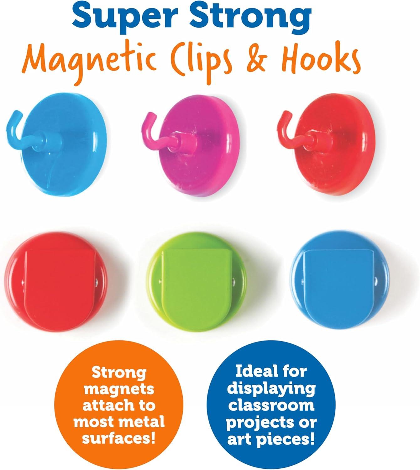 imageLearning Resources Super Strong Magnetic Hooks ampamp Clips Classroom Hook and Clips Four Colors Homeschool Supplies Office Supplies 6 Pieces