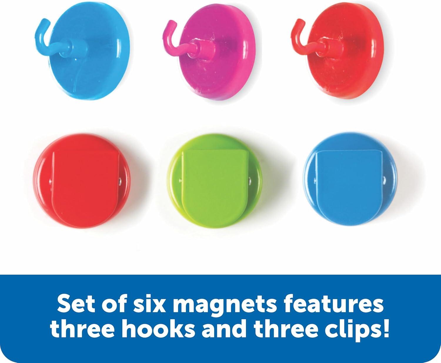 imageLearning Resources Super Strong Magnetic Hooks ampamp Clips Classroom Hook and Clips Four Colors Homeschool Supplies Office Supplies 6 Pieces