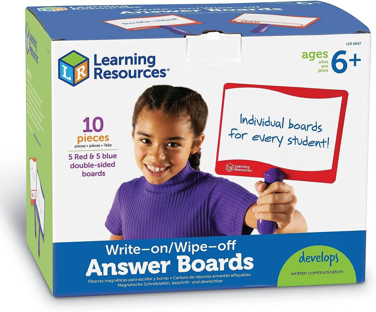 imageLearning Resources Writeon  Wipeoff Answer Boards Set of 10 Erasable Boards Ages 6