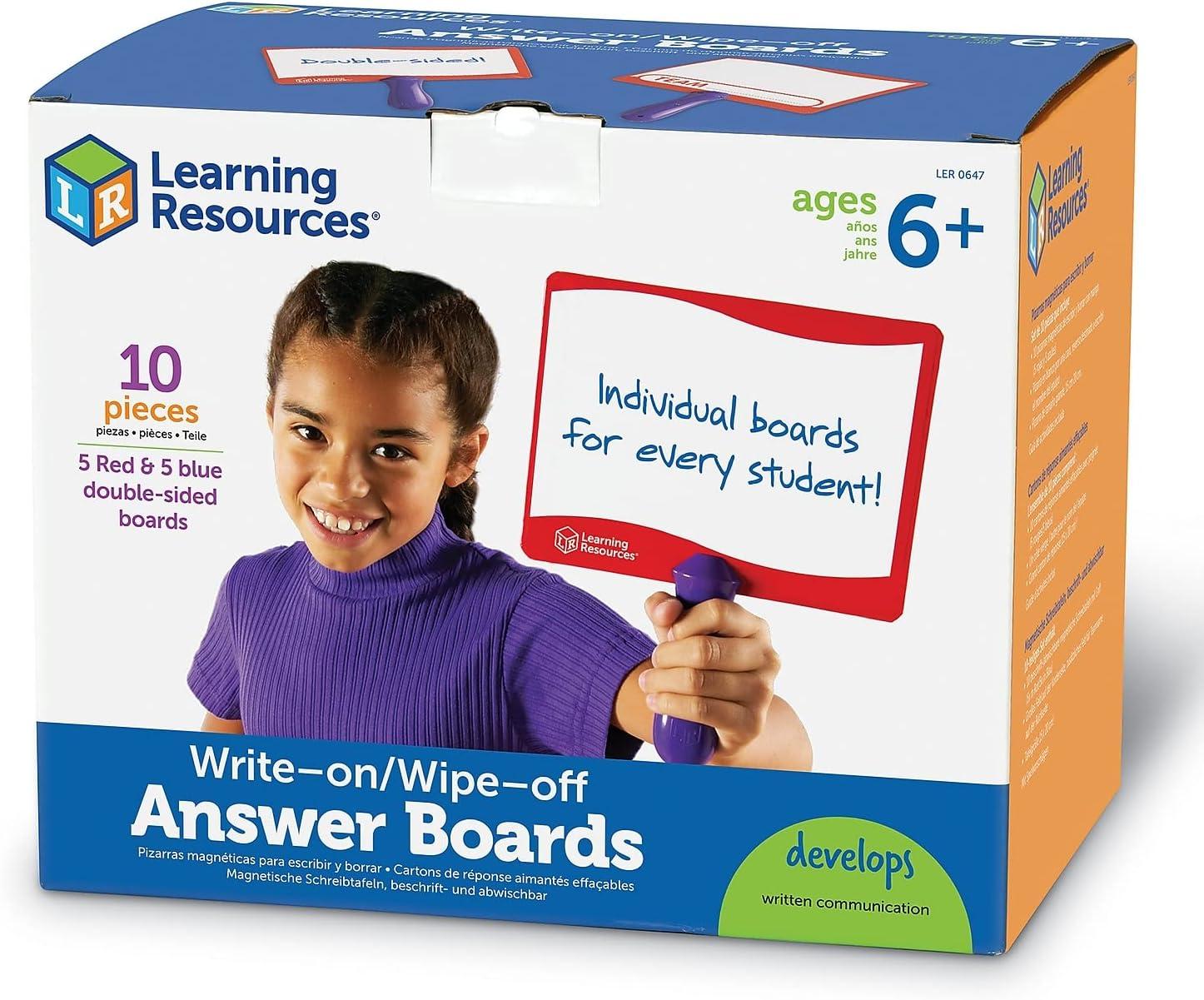 imageLearning Resources Writeon  Wipeoff Answer Boards Set of 10 Erasable Boards Ages 6