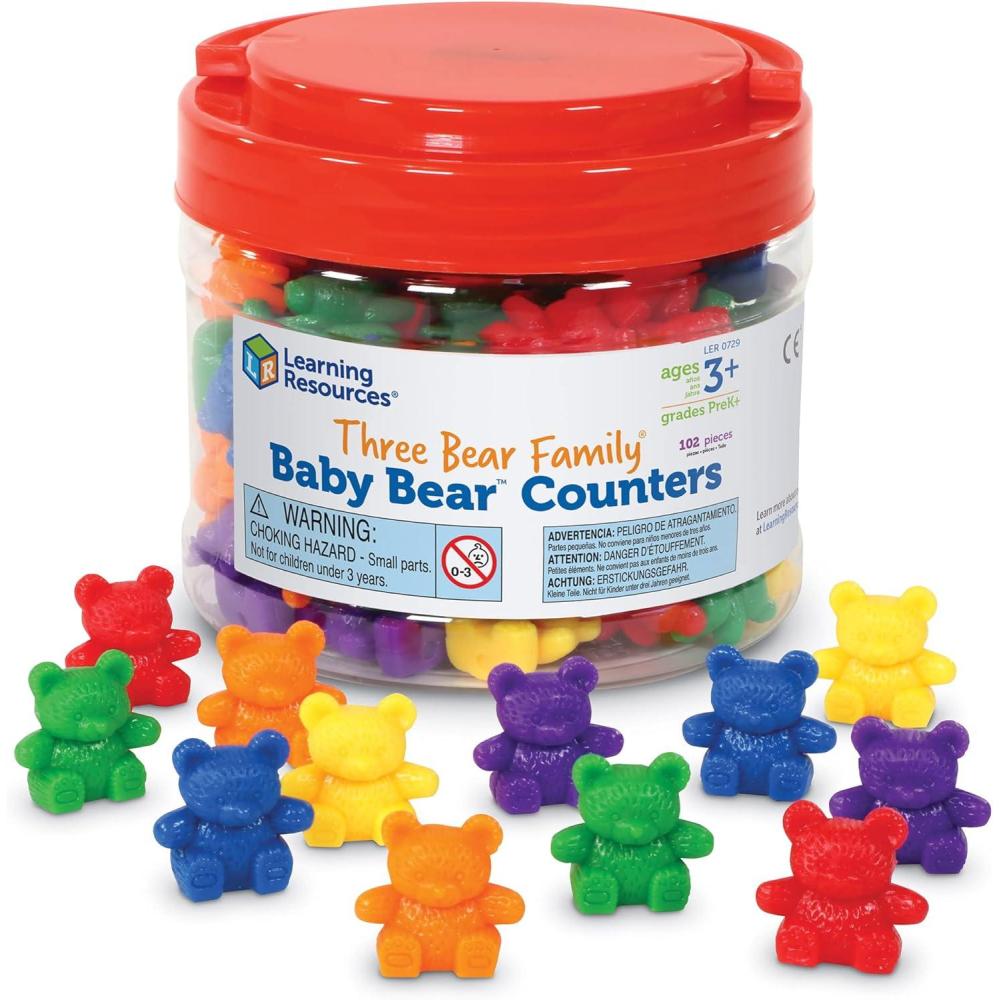 imageLearning Resources Baby Bear Counters  102 Pieces Ages 3  Grades PreK Toddler Learning Toys Counters for Kids Counting Manipulatives Teddy Bear CountersCounters