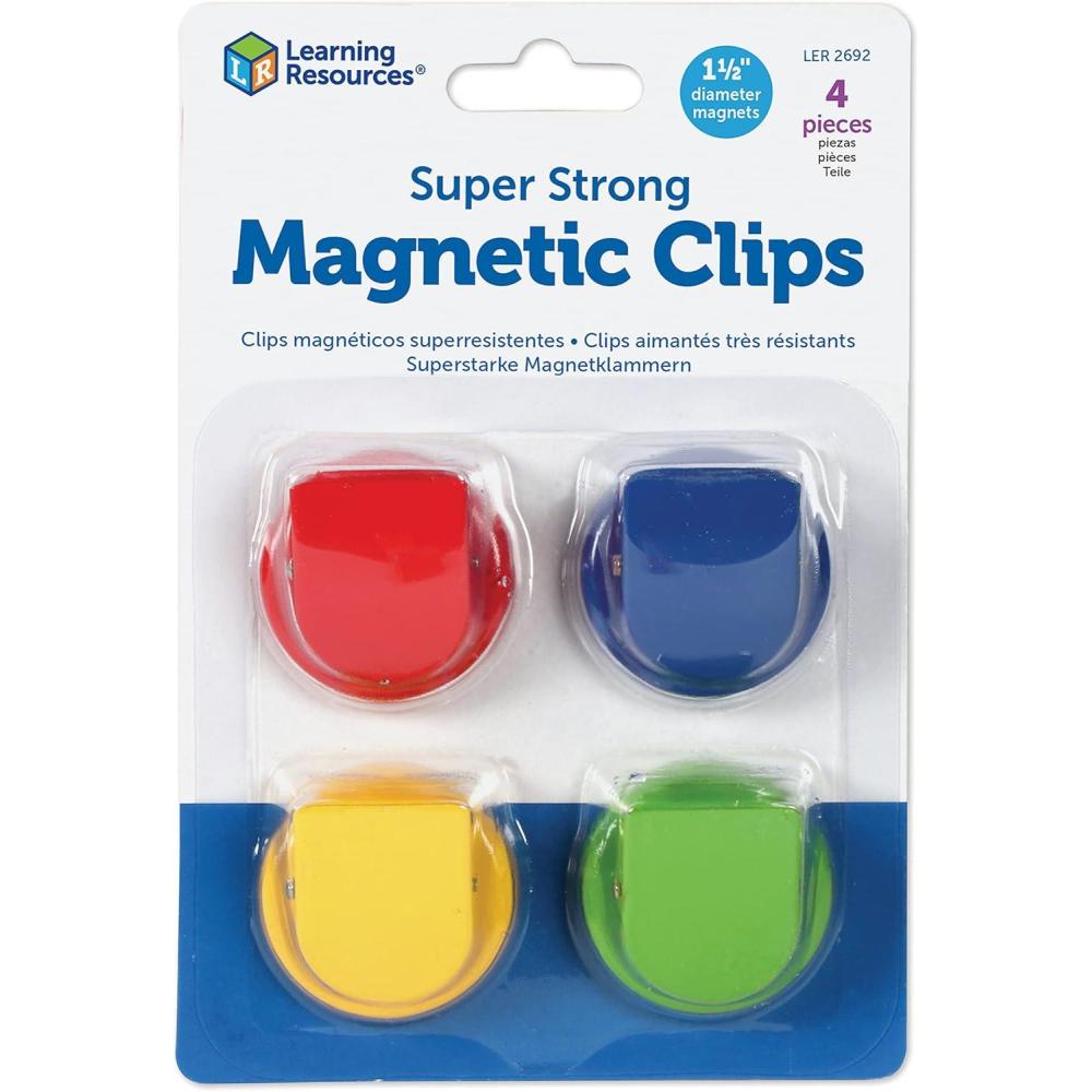 imageLearning Resources Super Strong Magnetic ClipsSet of 4 Clips Holds Up to 20 Pounds Home and Office Supplies Back to School SuppliesTeacher Supplies