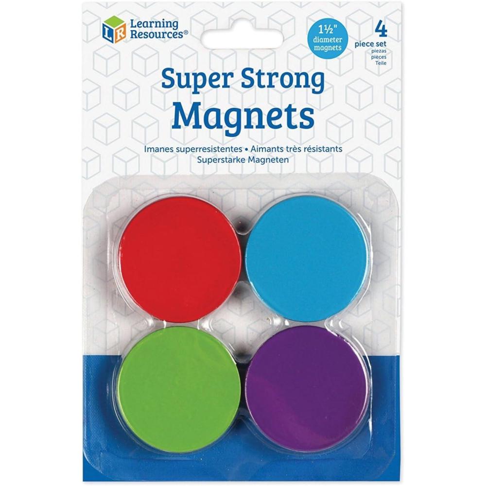 imageLearning Resources Super Strong Magnets 4 Vibrant Colored Magnets Hang on Whiteboards or Refrigerators