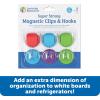 Learning Resources Super Strong Magnetic Hooks & Clips, Classroom Hook and Clips, Four Colors, Homeschool Supplies, Office Supplies, 6 Pieces