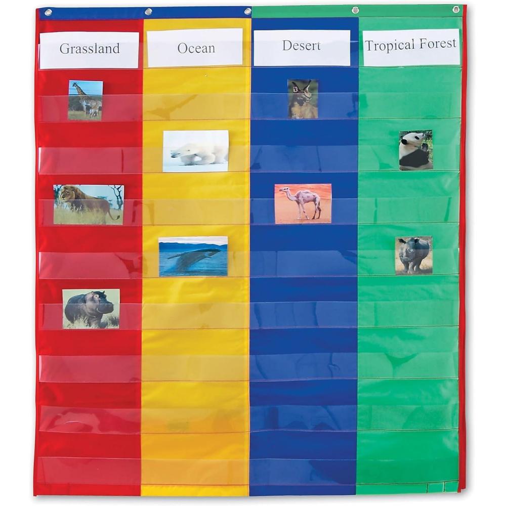 imageLearning Resources 2 And 4 Column Doublesided Pocket Chart 30quotL x 38quotH Classroom Organizer Teacher Accessories
