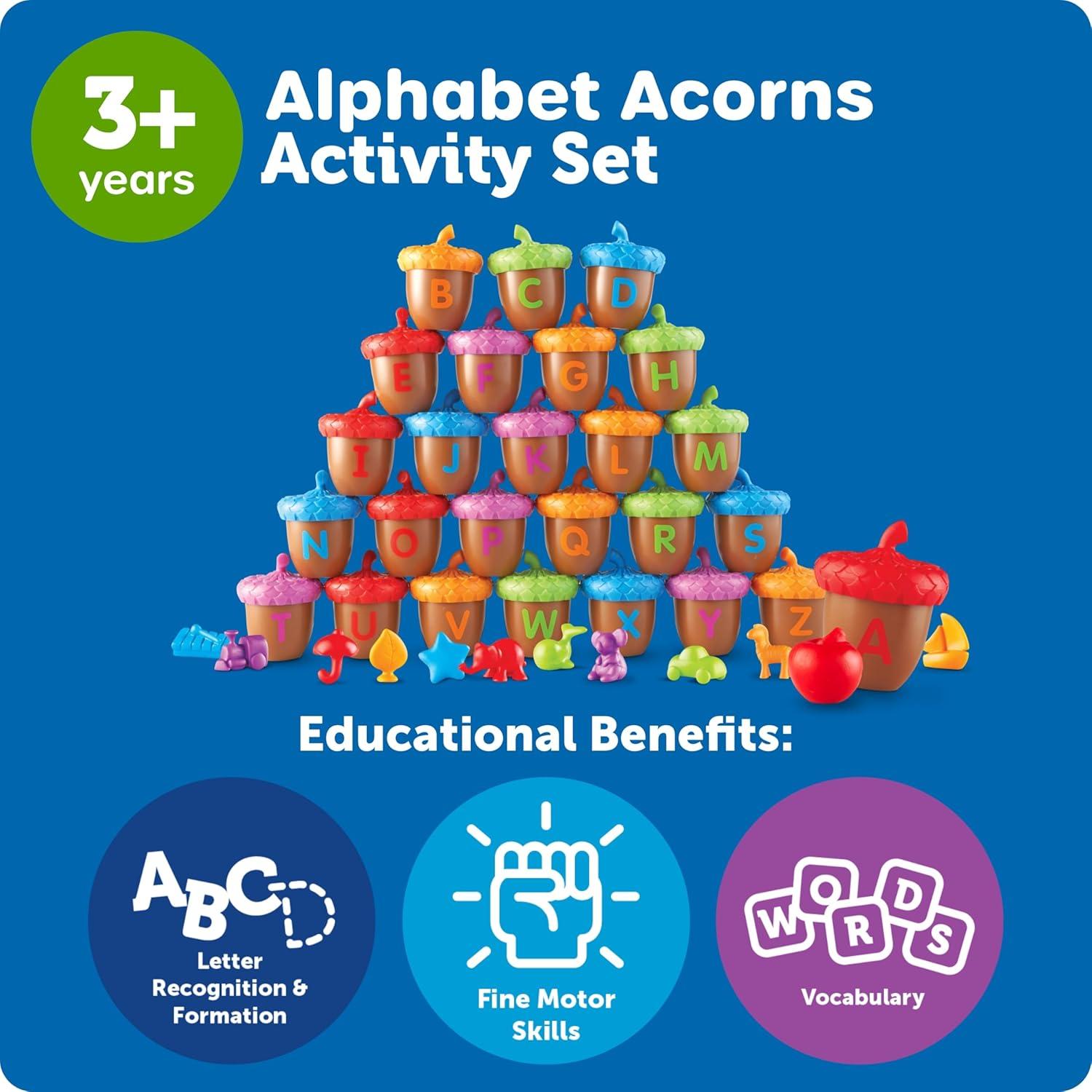 imageLearning Resources Alphabet Acorns Activity Set Develops Letter Recognition Educational Toys for Toddlers Homeschool Visual ampamp Tactile Learning Toy 78 Pieces Ages 3Single