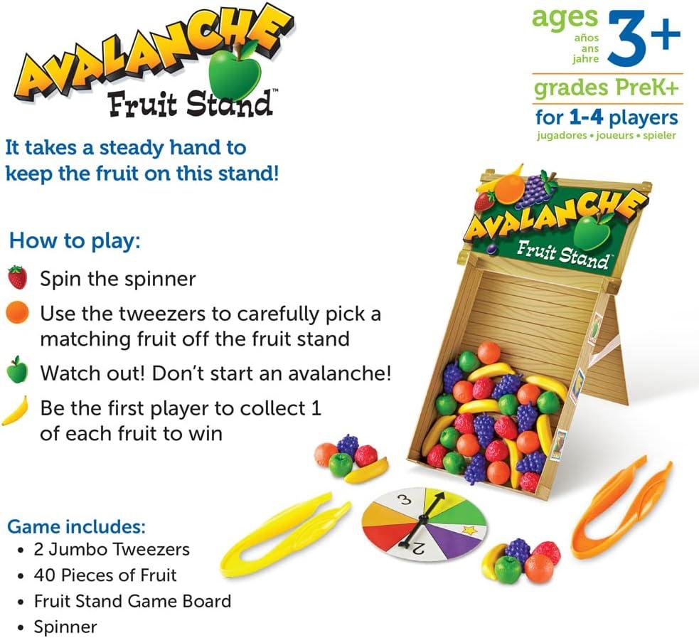 imageLearning Resources Avalanche Fruit Stand 42 Pieces Ages 3 Toddler Learning Toys Fine MotorGrip Game Develops Color Matching Skills Preschool Toys