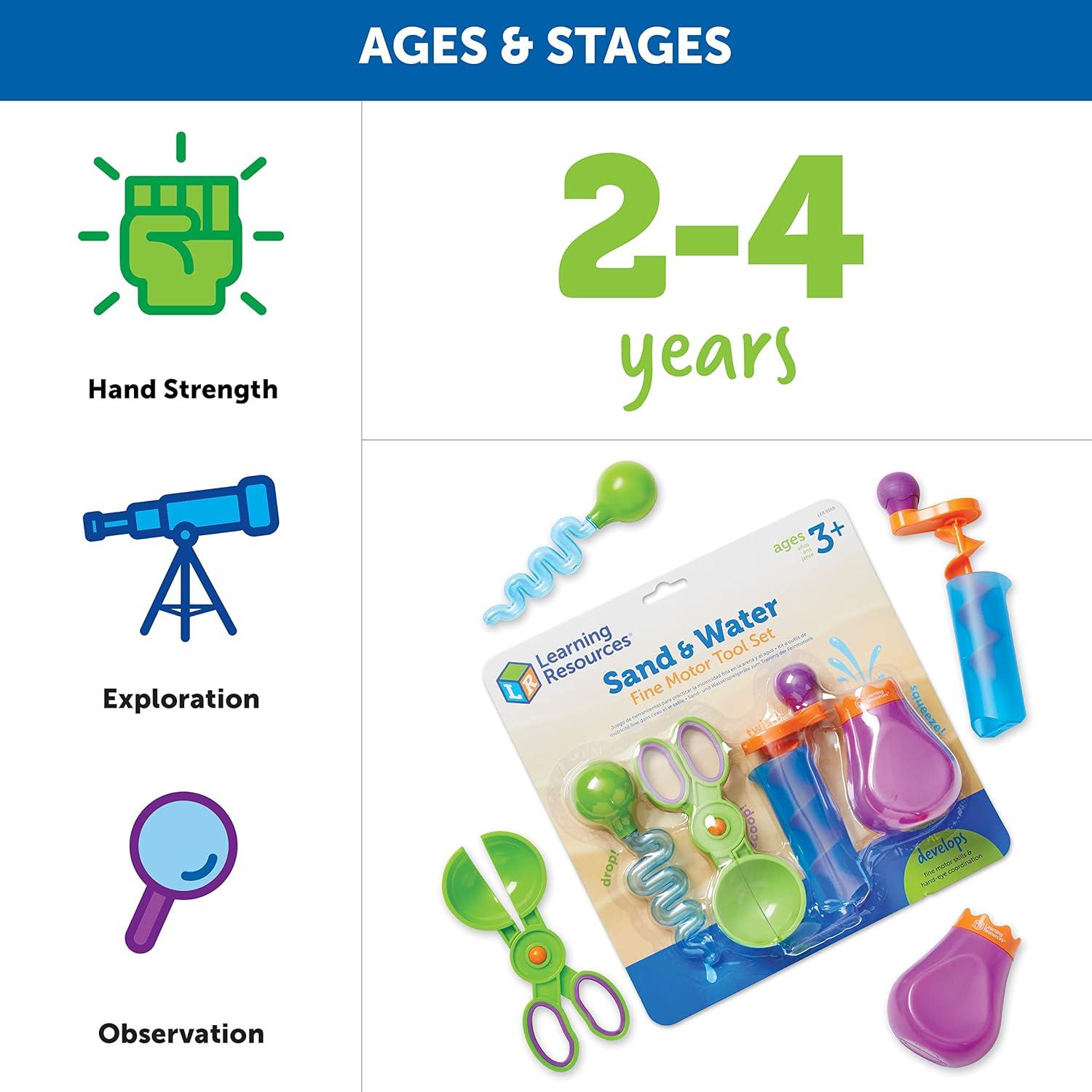 imageLearning Resources Sand ampamp Water Fine Motor Set Fidget Toys Water Bin Play Toddler Daycare Essentials Games Tools Homeschool and Preschool Montessori for Kids Gifts for Boys and GirlsSand Water Set