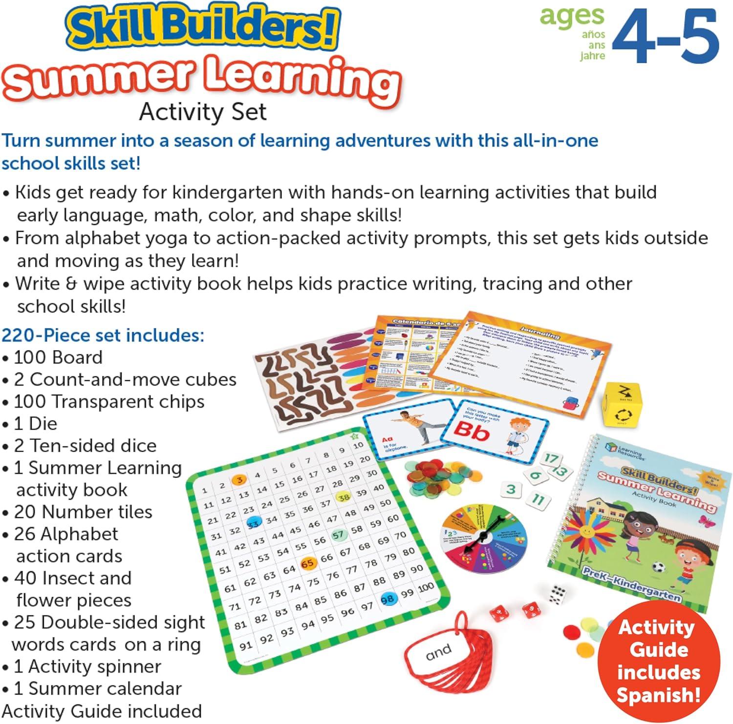 imageLearning Resources Skill Builders Summer Learning Activity Set PreK to Kindergarten Ages 4 Handwriting Practice for Kids Reading Games Back to School Supplies320 Pieces101 inches W x 8 inches L x 26 inches H