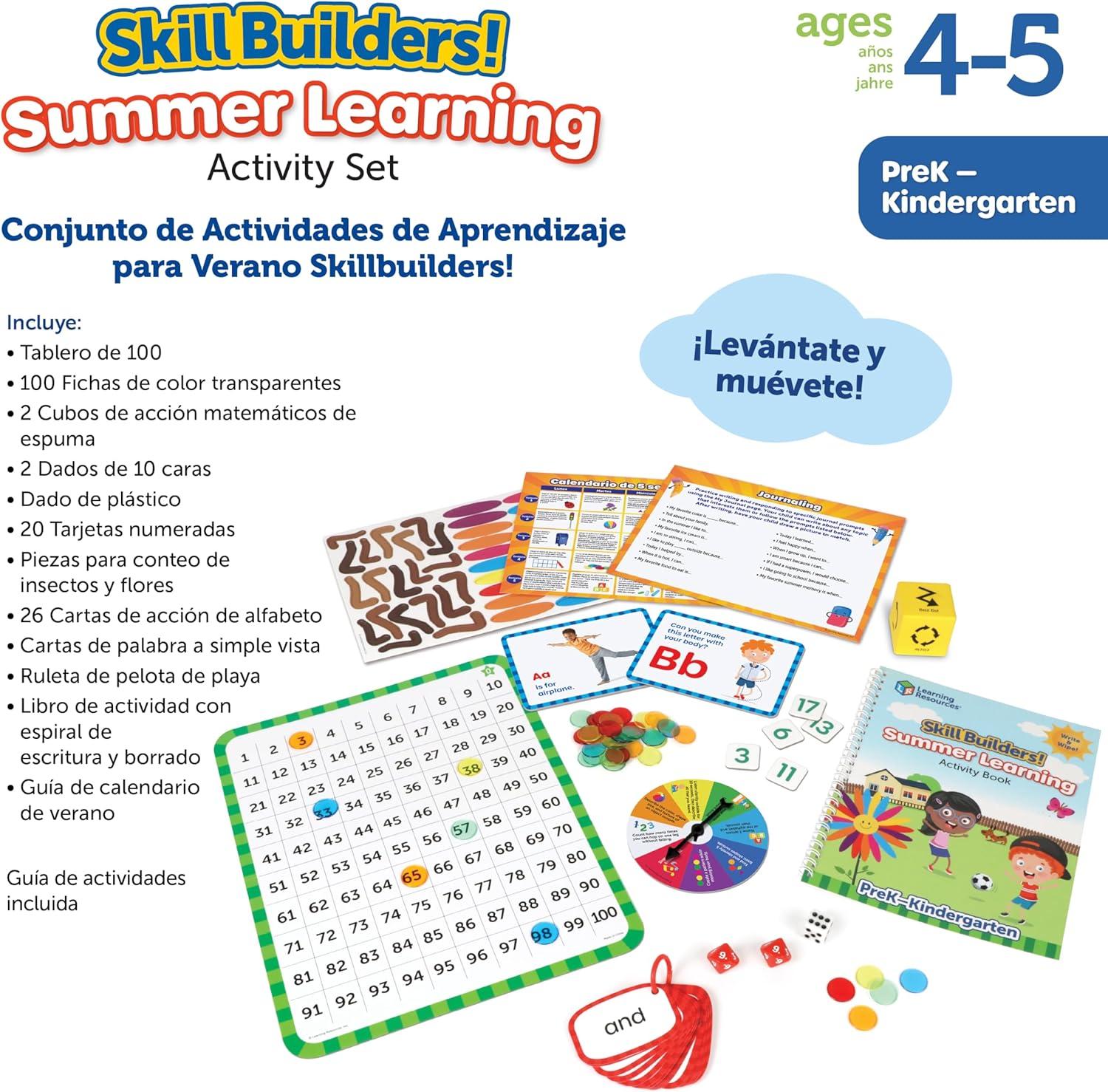 imageLearning Resources Skill Builders Summer Learning Activity Set PreK to Kindergarten Ages 4 Handwriting Practice for Kids Reading Games Back to School Supplies320 PiecesPack of 6