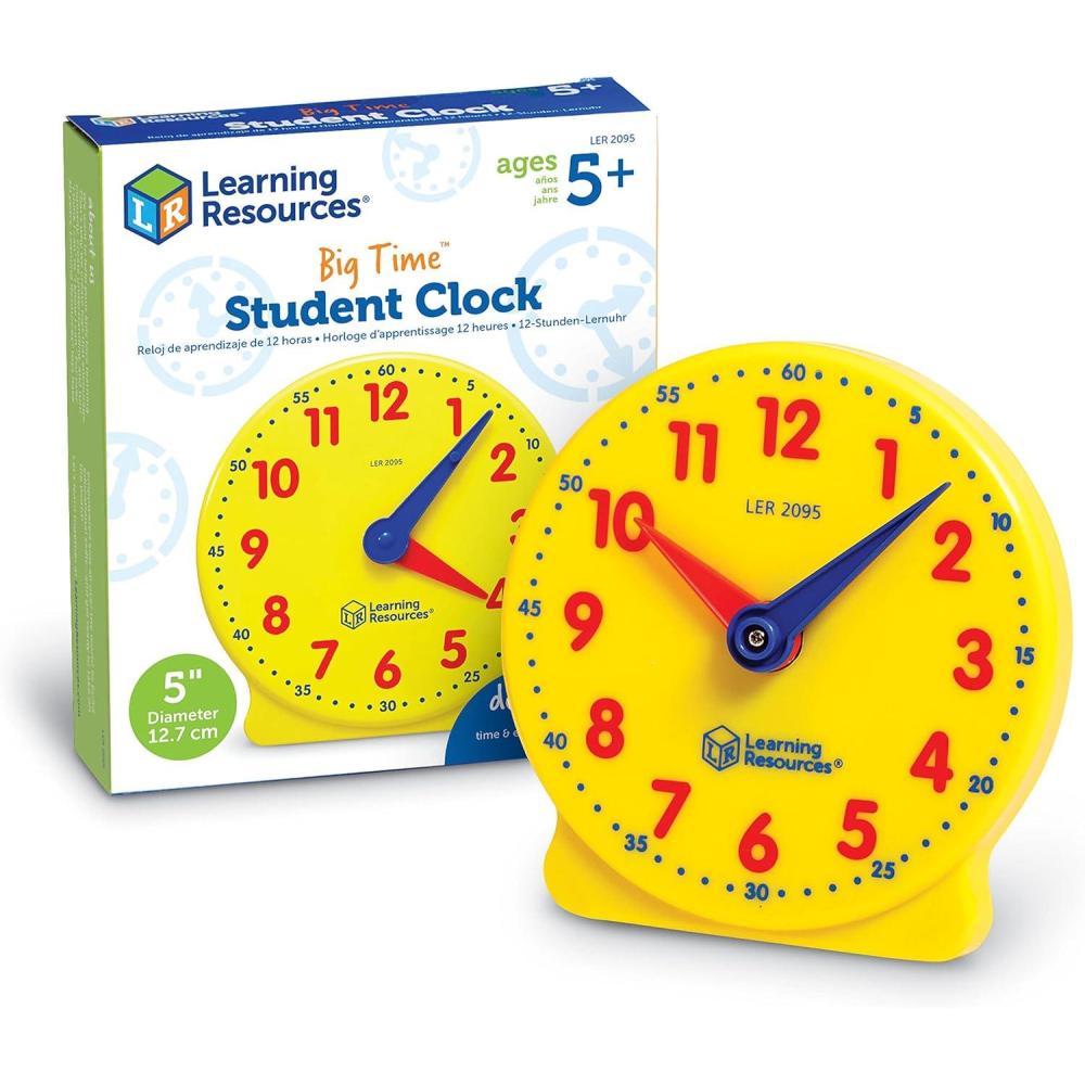 imageLearning Resources Big Time Student Clock Teaching ampamp Demonstration Clock Develops Time and Early Math Skills Ages 5 Clock for Learning 12 HourBack to School GiftsClock