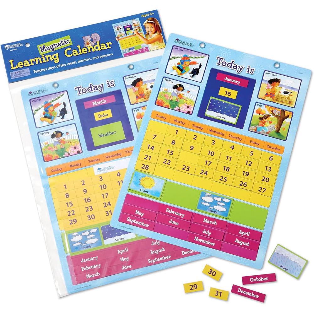 imageLearning Resources Magnetic Learning Calendar 51 Magnetic Pieces ampamp Calendar Measures 12quot x 1612quot Back to School SuppliesTeacher Supplies for Classroom
