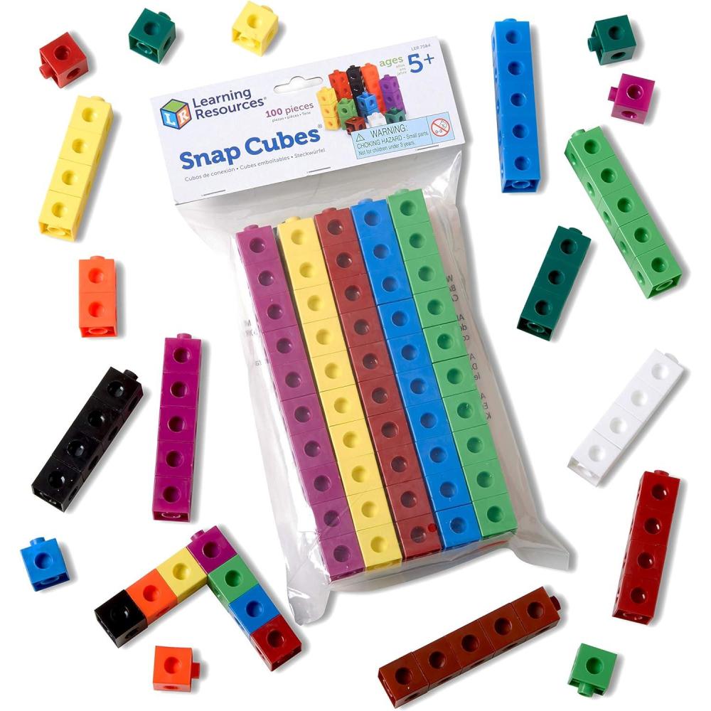 imageLearning Resources Snap Cubes 100 Pieces Ages 5 Homeschool and Classroom Supplies Educational Counting Toy Math Games for Kids Teacher Aidsstandart
