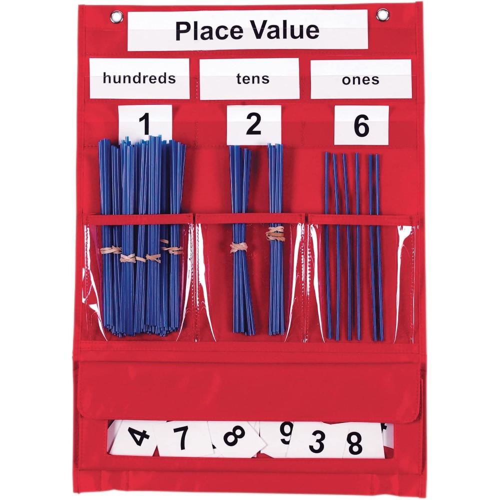 imageLearning Resources Counting ampamp Place Value Pocket Chart Enliven Lessons HeavyDuty Chart Classroom Accessories Teaching Aids 224 Pieces