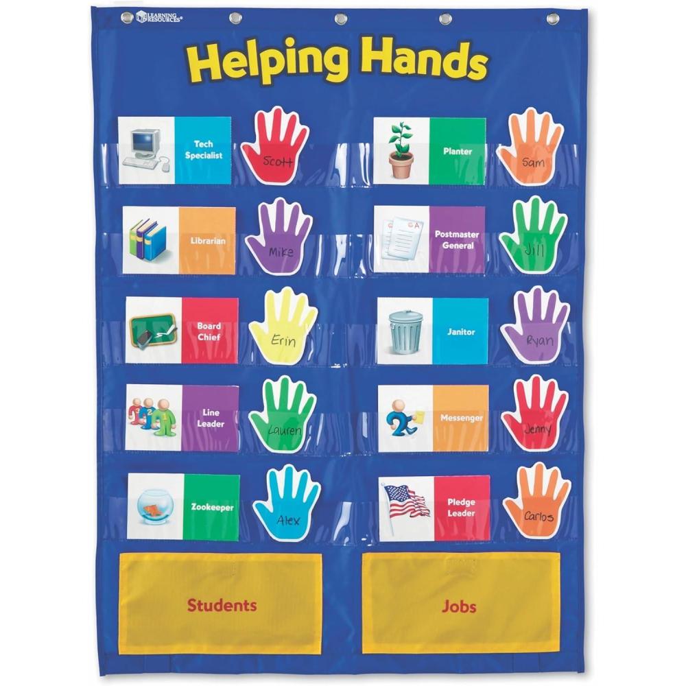 imageLearning Resources Helping Hands Pocket Chart 30 Card Classroom Organization Teacher AccessoriesTeacher Supplies for ClassroomBack to School Supplies