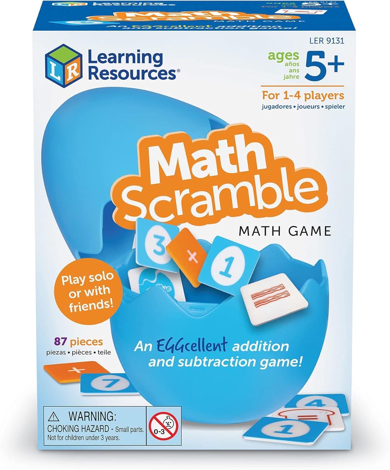 imageLearning Resources Math Scramble Game Educational Games for Kids Math Games for Kids Early Math Skills Addition and Subtraction Games 87 Pieces Ages 5
