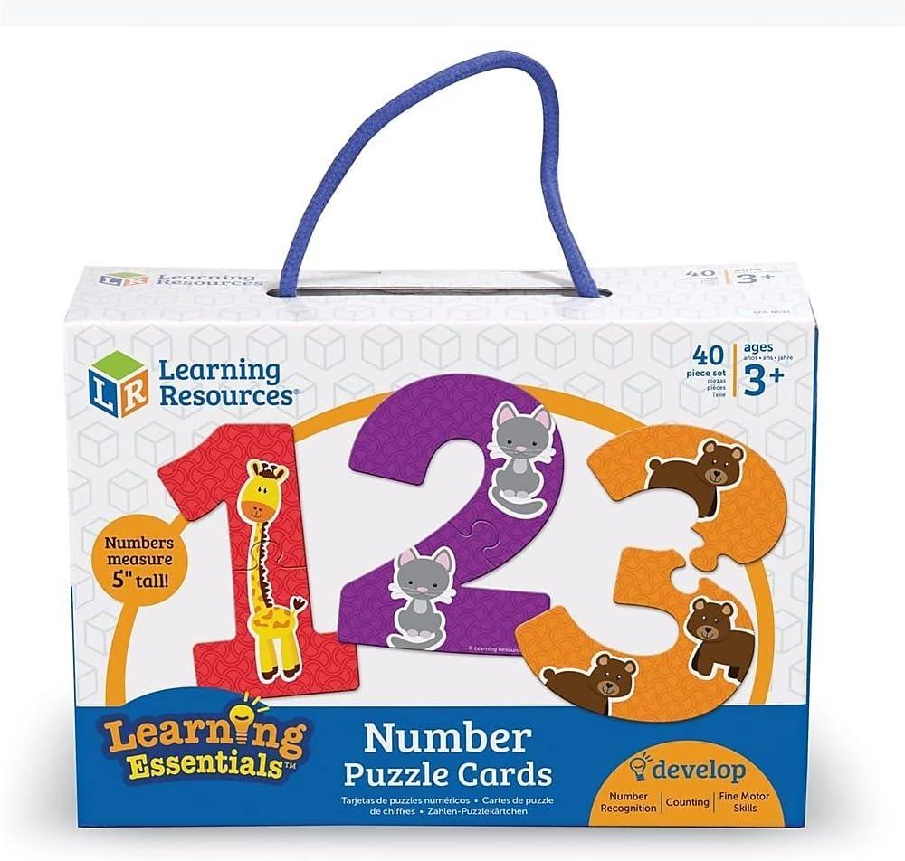 imageLearning Resources Number Puzzle Cards Early Number Recognition Toddler Puzzle 20 SelfCorrecting Puzzles 40 Pieces Ages 3