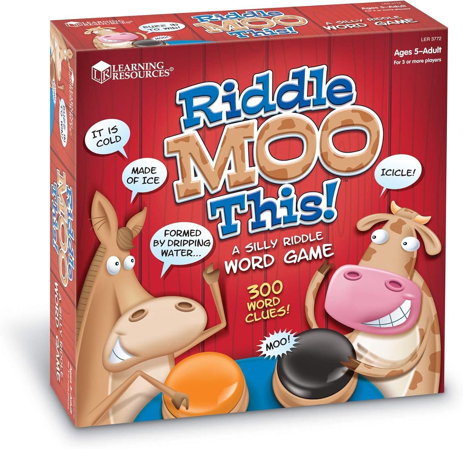 imageLearning Resources Riddle Moo This Funny Card Games for Kids and Adults Classroom Learning Games for Kids 57 Guess the Clue Game Family Night Board Game VocabularyBuilding Word Play