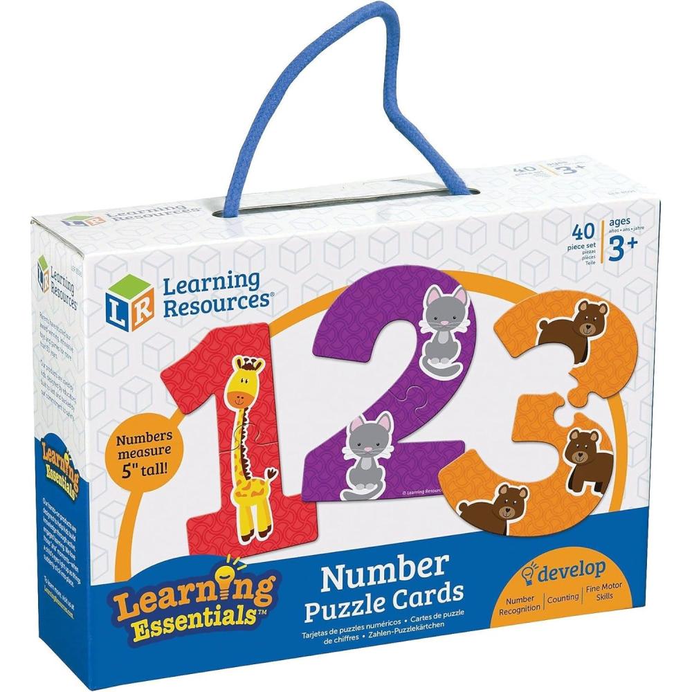 imageLearning Resources Number Puzzle Cards Early Number Recognition Toddler Puzzle 20 SelfCorrecting Puzzles 40 Pieces Ages 3