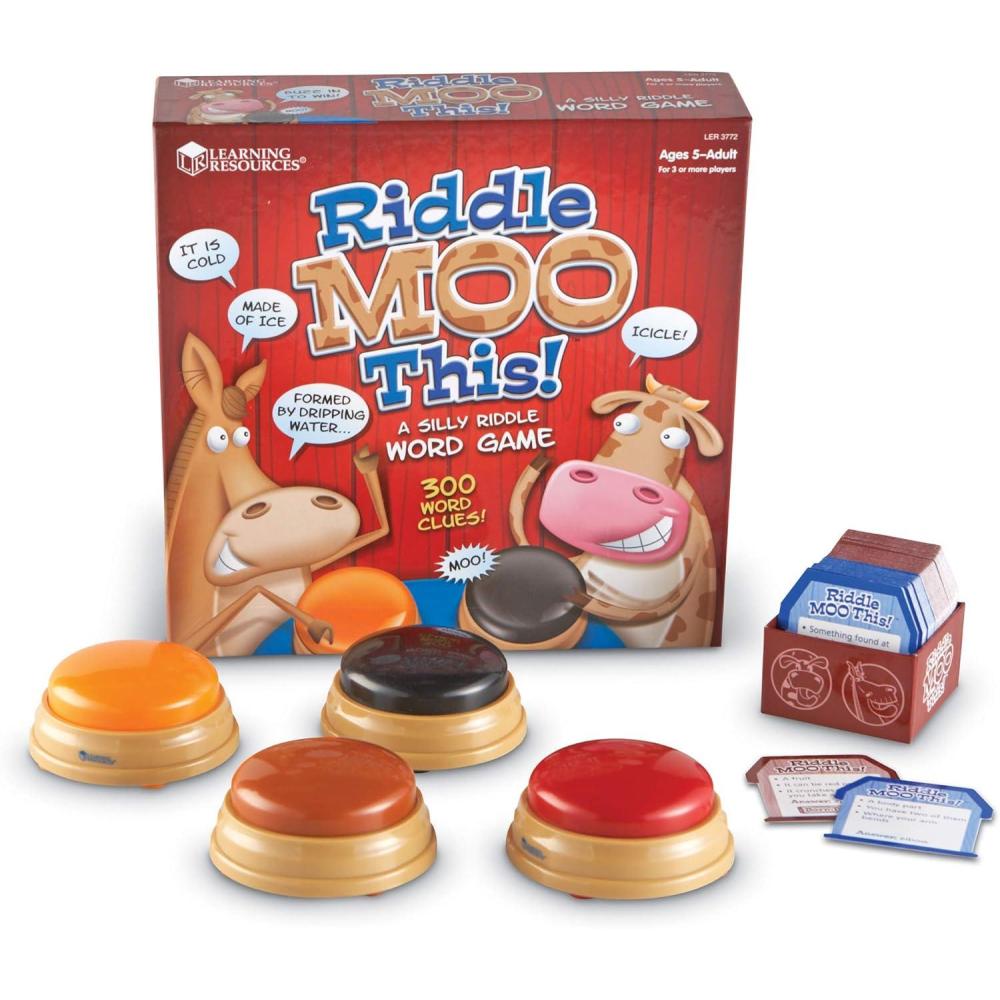 imageLearning Resources Riddle Moo This Funny Card Games for Kids and Adults Classroom Learning Games for Kids 57 Guess the Clue Game Family Night Board Game VocabularyBuilding Word Play