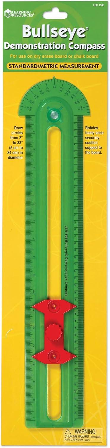 imageLearning Resources Bullseye Demonstration Compass DualScale Ruler Classroom Whiteboard Accessories Teacher Aids Grades 1
