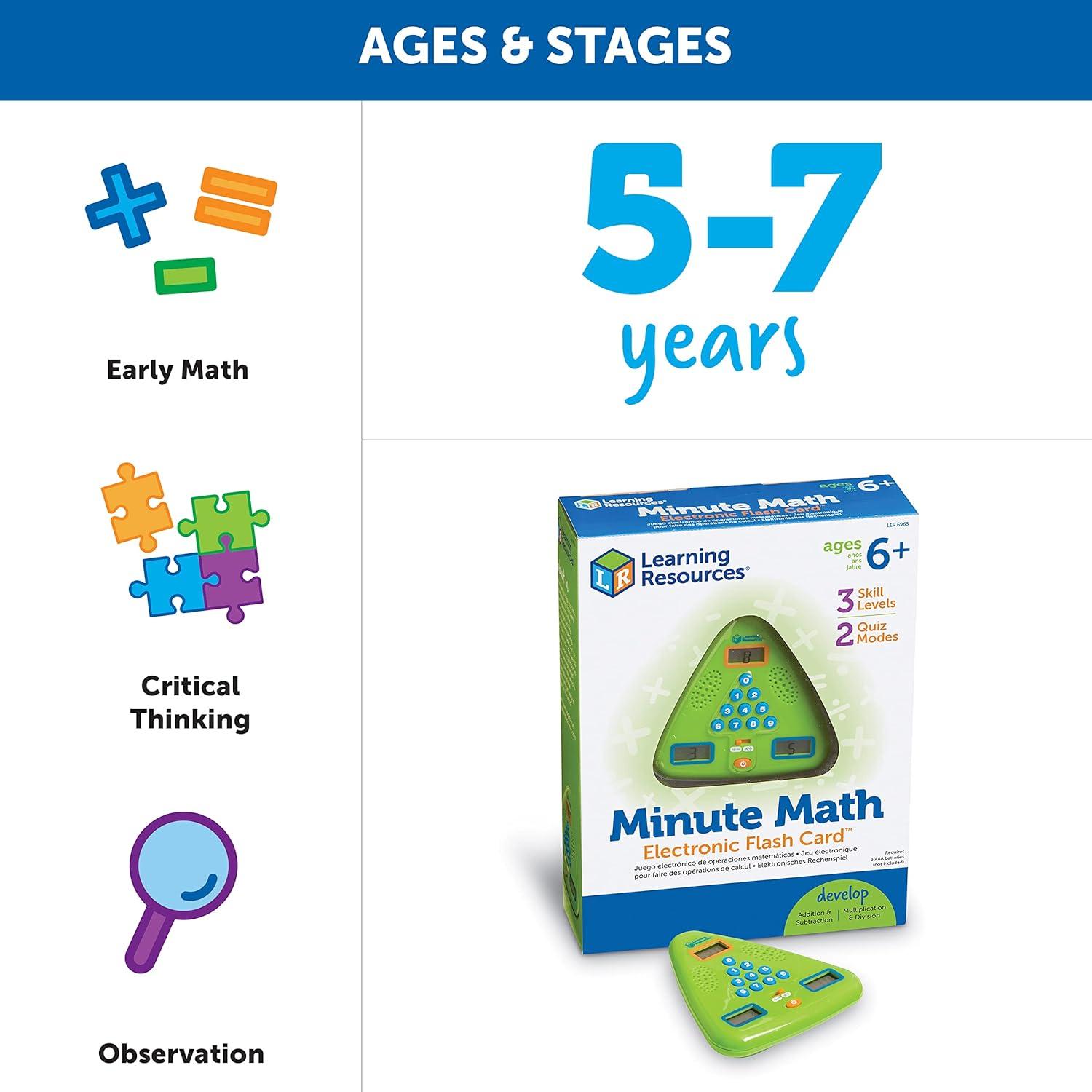imageLearning Resources Minute Math Electronic Flash Card Homeschool Early Algebra Skills 3 Difficulty Levels Ages 6