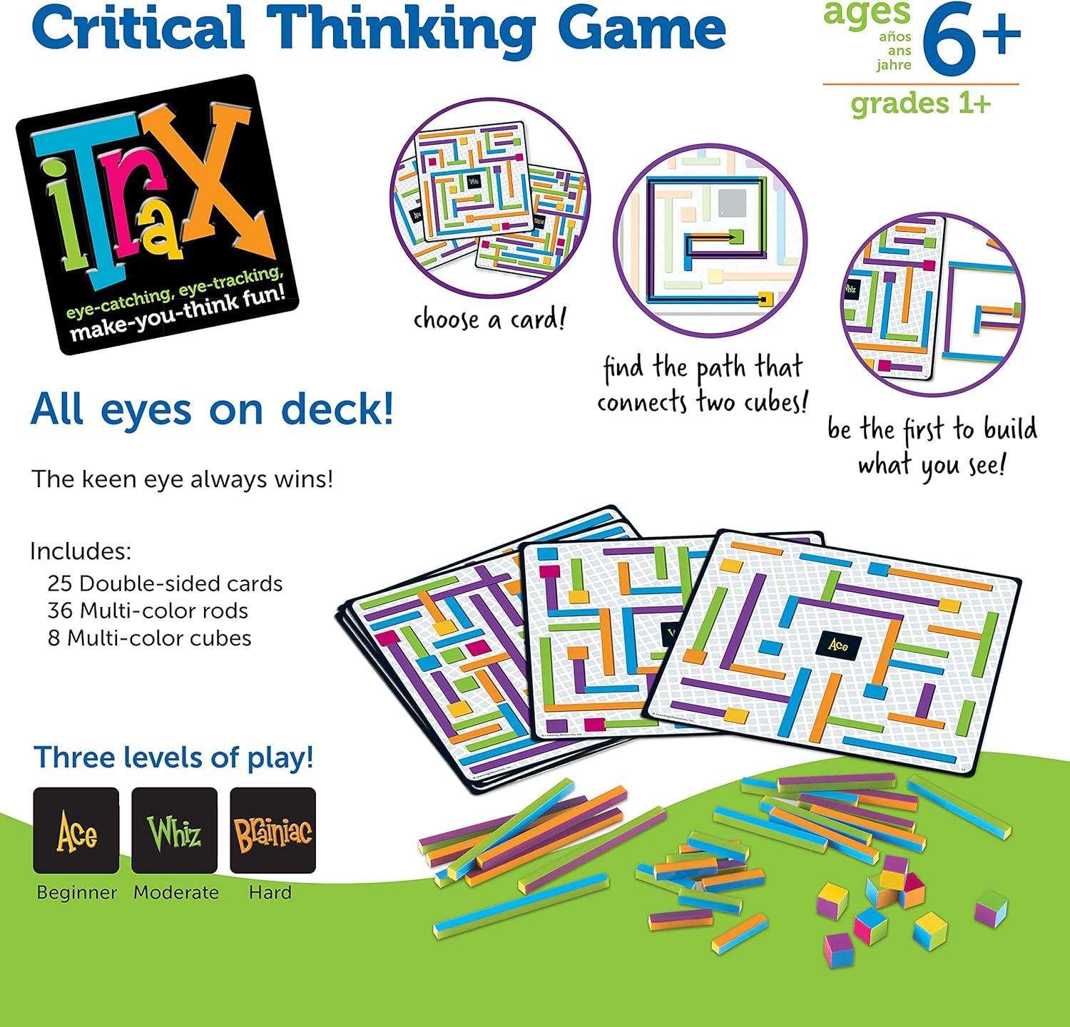imageLearning Resources iTrax Critical Thinking Game 69 Pieces Ages 6 Brainteaser Games for Kids Develops Critical Thinking Skills Board Games