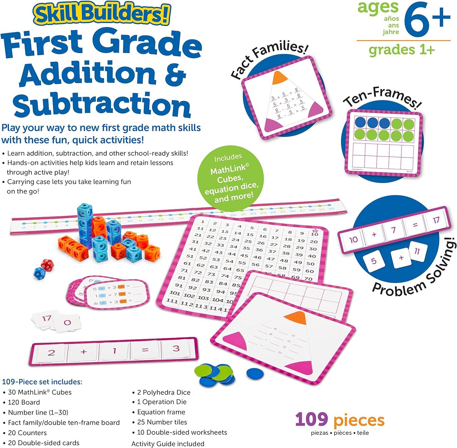 imageSkill Builders 1st Grade Addition ampamp Subtraction Homeschool Curriculum First Grade Learning Games First Grade Learning MaterialsBack to School 109 Pieces Age 6