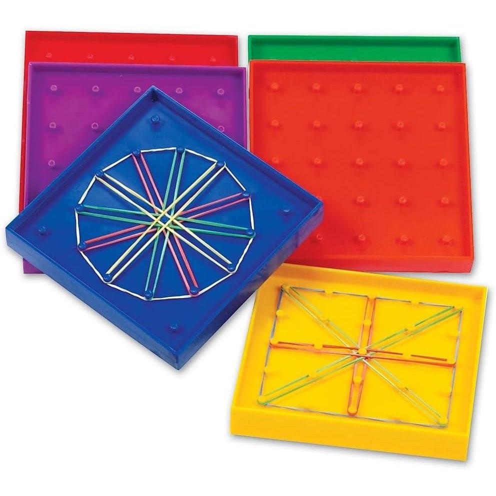 imageLearning Resources 5Inch DoubleSided Assorted Geoboard Shapes  6 Pieces Ages 5 Kindergarten Learning Toys Math Manipulatives for KidsBack to School Supplies Teacher SuppliesGeoboard Shapes