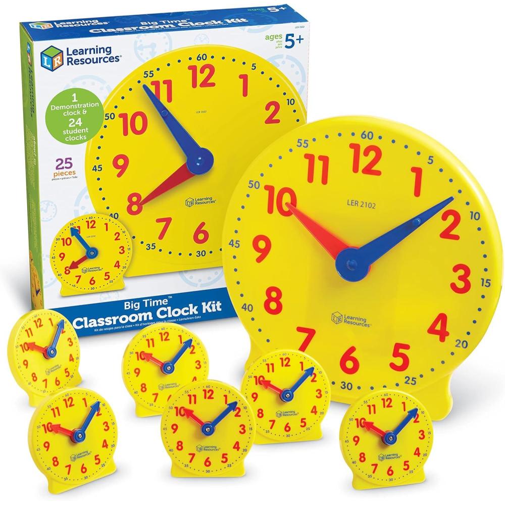 imageLearning Resources Classroom Clock Kit Preschool Must Have Teaching Time Activity About Flash Time Cards Montessori Toys Math Manipulatives Gifts for Boys and Girls Toddler ActivitiesClock Kit