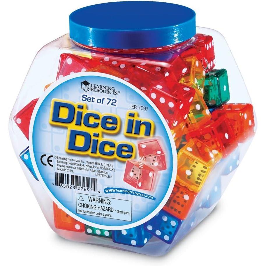 imageLearning Resources Dice In Dice Bucket Math Toy Manipulative Set of 72 Ages 3