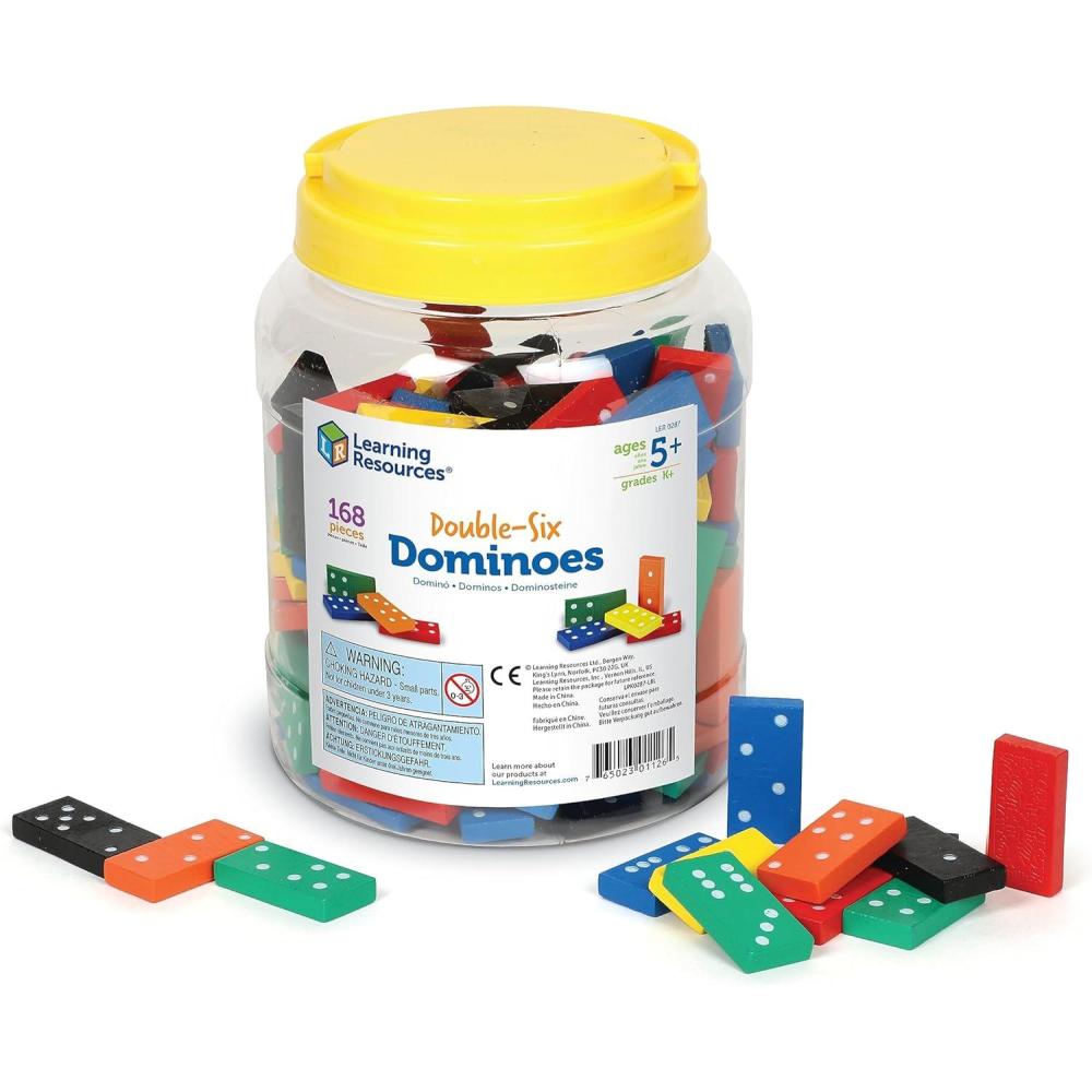 imageLearning Resources Doublesix Dominoes In Bucket Teaching aids Math Classroom Accessories 168 Pieces Ages 5Small