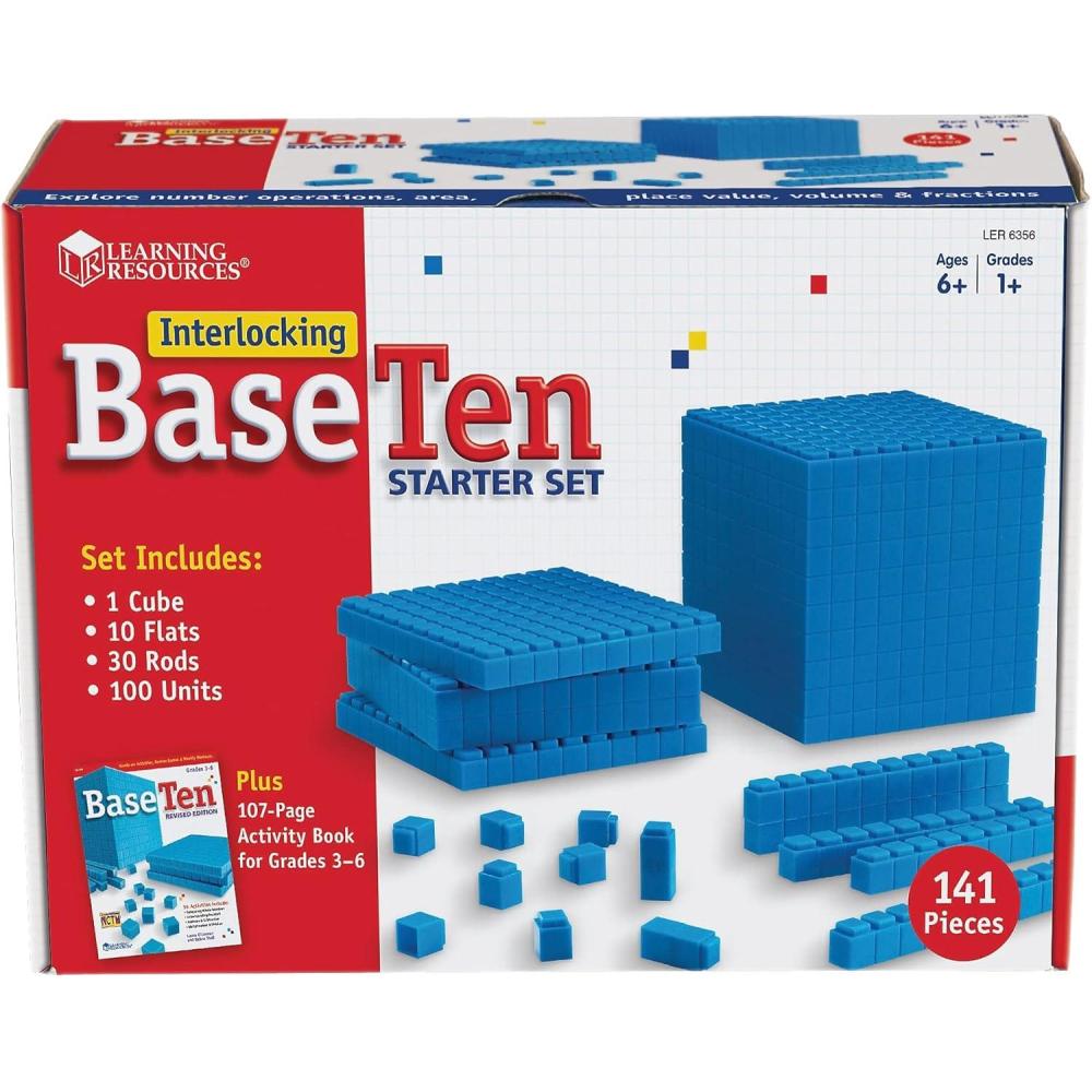 imageLearning Resources Interlocking Base Ten Starter Set Early Math Counting Connecting Blocks 141 Piece Set Ages 6