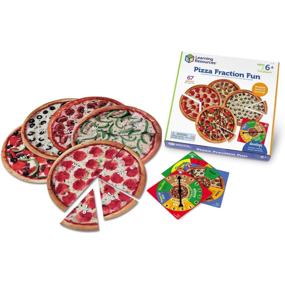 imageLearning Resources Pizza Fraction Fun Game 13 Fraction Pizzas 67 Piece Game Ages 6Fun Game