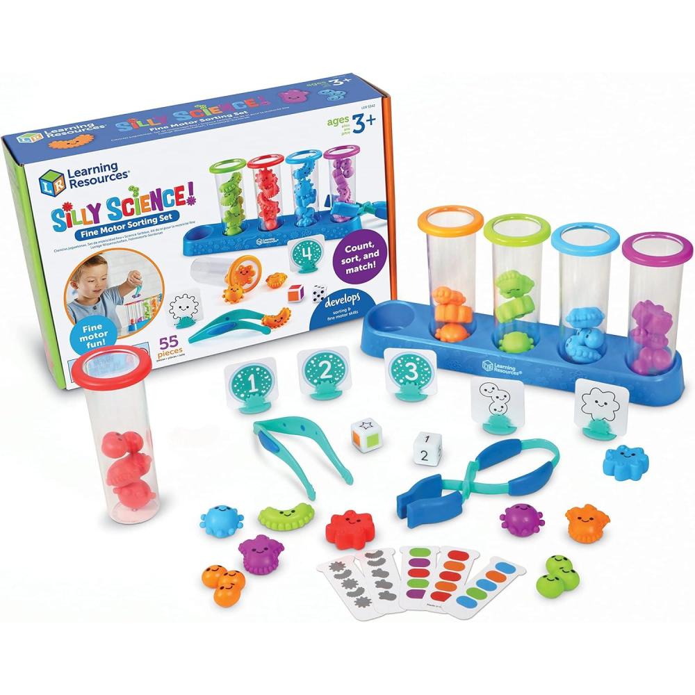 imageLearning Resources Silly Science Fine Motor Sorting Set  55 Pieces Age 3 Educational Toy Preschool Fine Motor Skills PreK Manipulatives