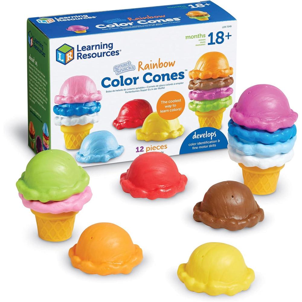imageLearning Resources Smart Snacks Rainbow Color Cones  12 Pieces Ages 18 months Toddler Pretend Play Toys Fine Motor Skills Toys Preschool Learning ToysCones