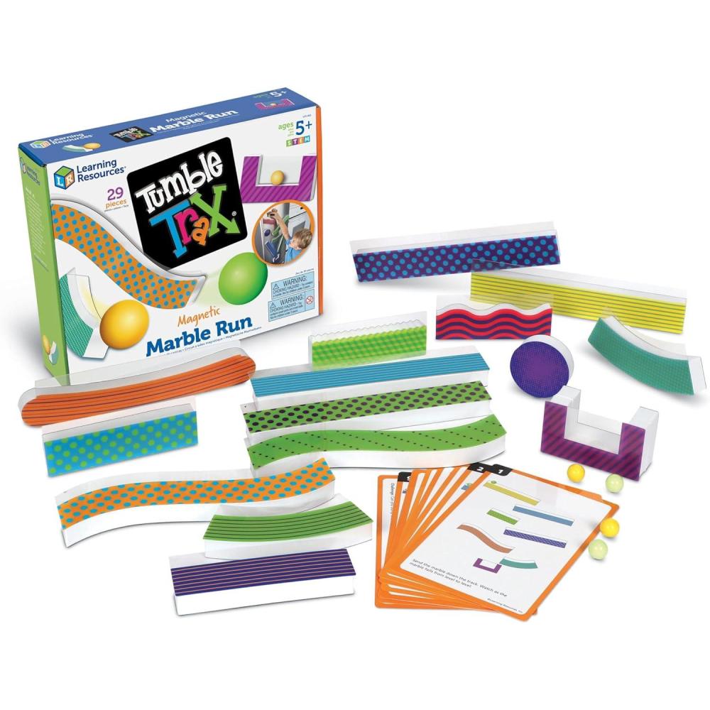 imageLearning Resources Tumble Trax Magnetic Marble Run Montessori Classroom Must Haves Small Magnets Balls STEM Toys for Kids Fine Motor Skills Gifts for Boys and Girls Wall ActivityMagnetic Marble Run