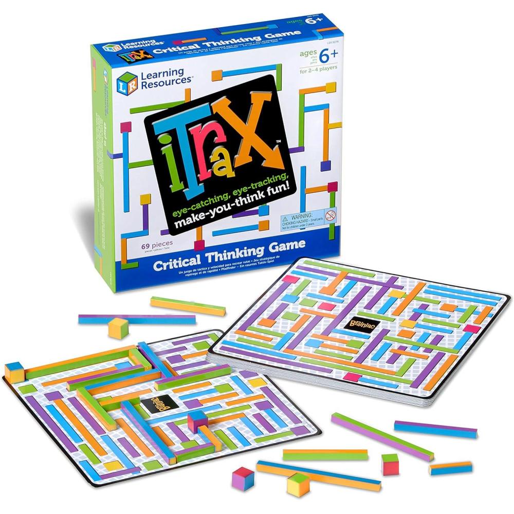 imageLearning Resources iTrax Critical Thinking Game 69 Pieces Ages 6 Brainteaser Games for Kids Develops Critical Thinking Skills Board Games